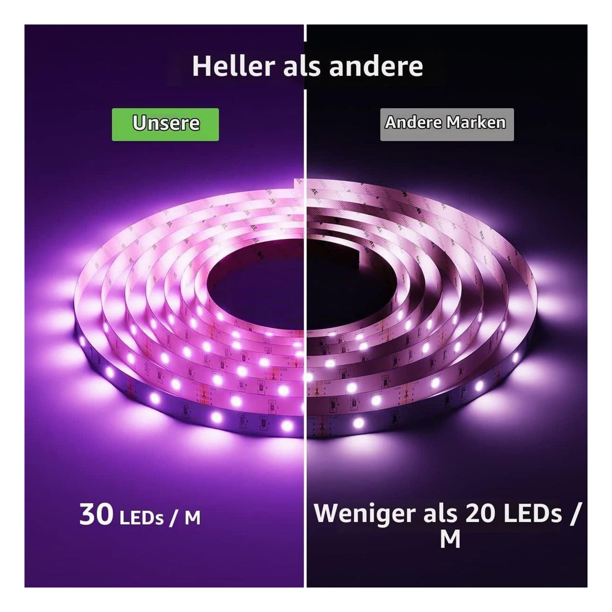 Banda LED inteligenta Lepro RGB Music, 5 m, Wi-Fi 2.4 GHz, compatibila Alexa si Google Home