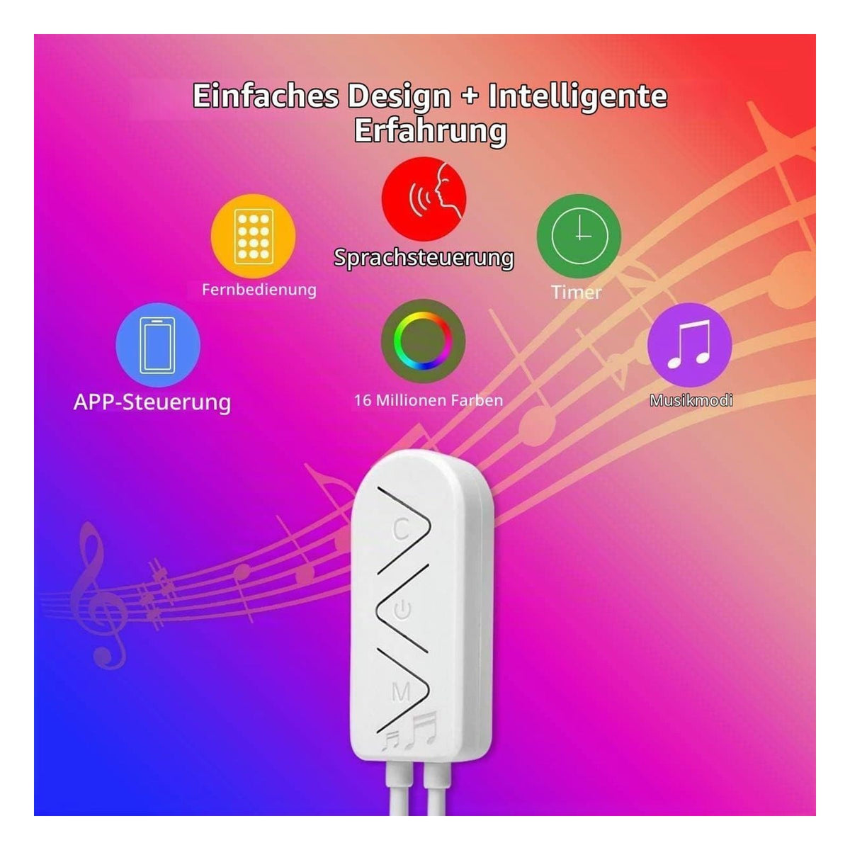 Banda LED inteligenta Lepro RGB Music, 5 m, Wi-Fi 2.4 GHz, compatibila Alexa si Google Home