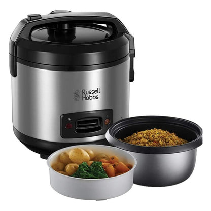 Aparat de gatit orez si gatit la abur Russell Hobbs, inox/negru