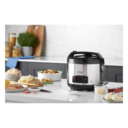 Aparat de gatit orez si gatit la abur Russell Hobbs, inox/negru