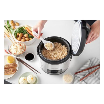 Aparat de gatit orez si gatit la abur Russell Hobbs, inox/negru