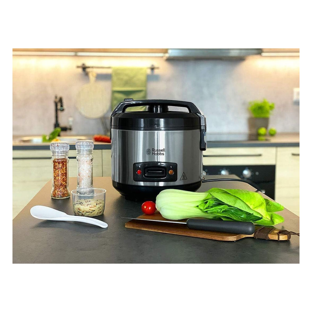 Aparat de gatit orez si gatit la abur Russell Hobbs, inox/negru