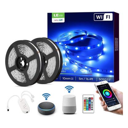 Banda LED inteligenta Lepro WiFi RGB 10 m, compatibila cu Alexa si Google Home