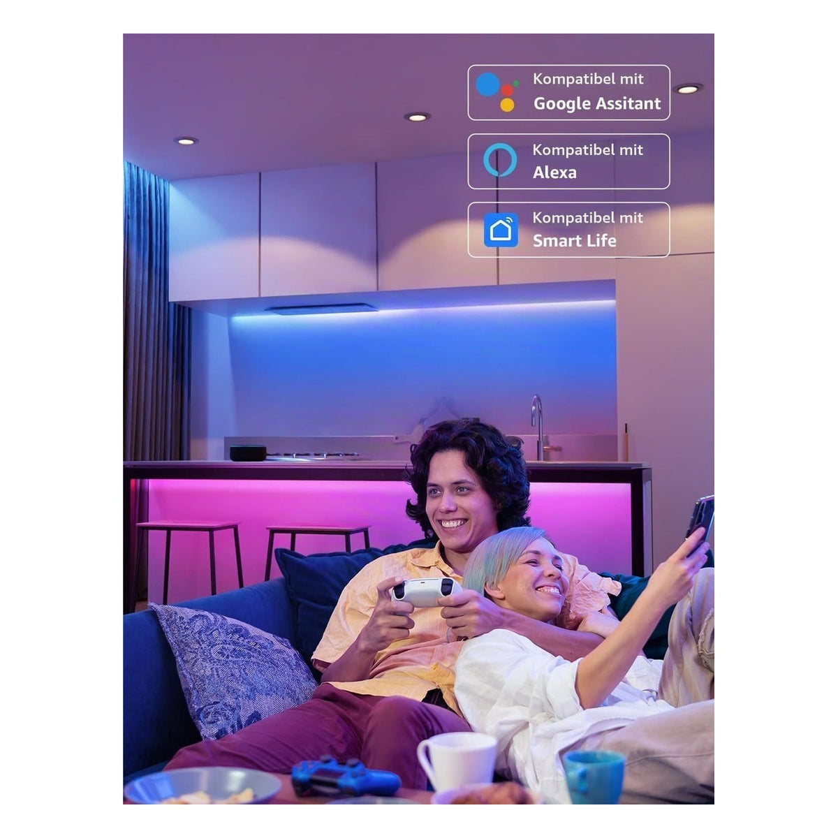 Banda LED inteligenta Lepro WiFi RGB 10 m, compatibila cu Alexa si Google Home