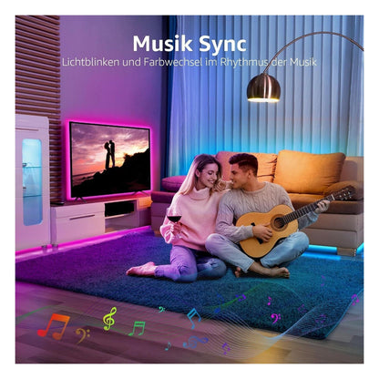 Banda LED Lepro RGB cu muzica si telecomanda, 15 m, rosu/verde/albastru