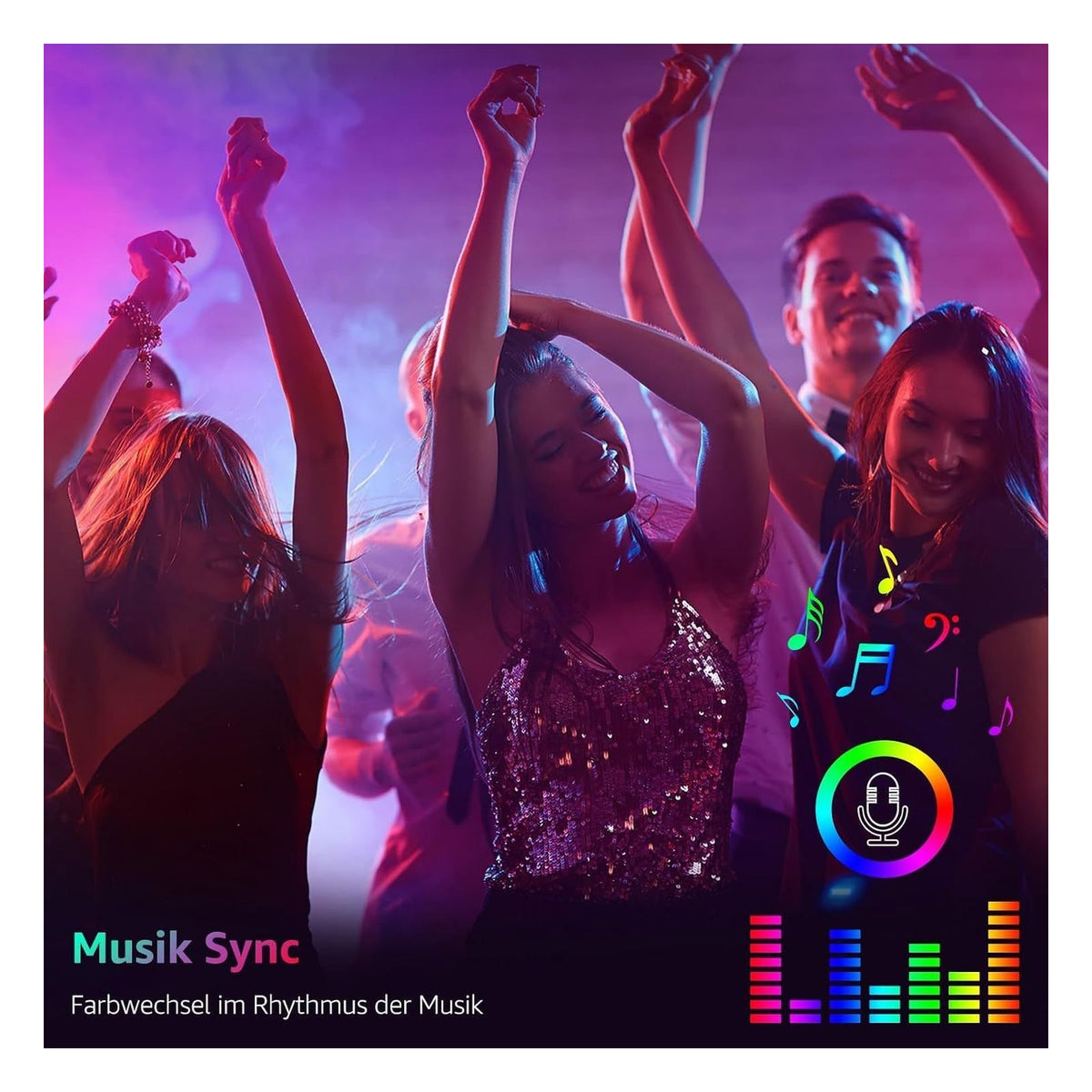 Banda LED Lepro RGB cu muzica si telecomanda, 15 m, rosu/verde/albastru