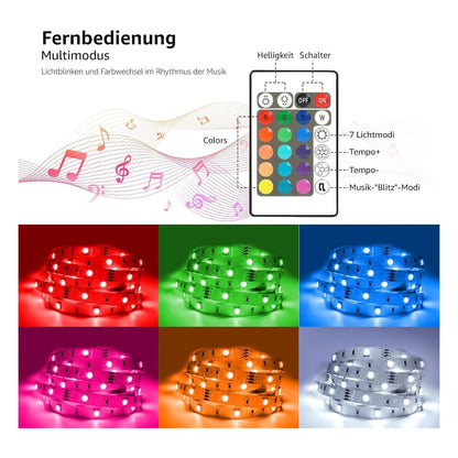 Banda LED Lepro RGB cu muzica si telecomanda, 15 m, rosu/verde/albastru