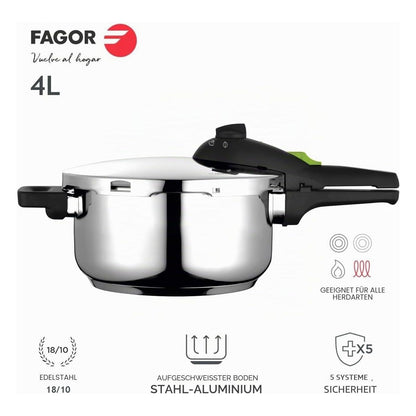 Oala sub presiune Fagor Commercial Rapid Xpress, 4 L, inox 18/10, compatibila cu inductie