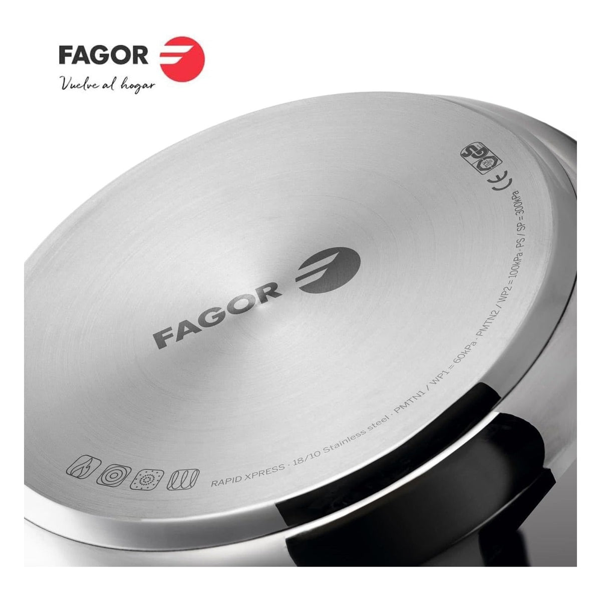 Oala sub presiune Fagor Commercial Rapid Xpress, 4 L, inox 18/10, compatibila cu inductie