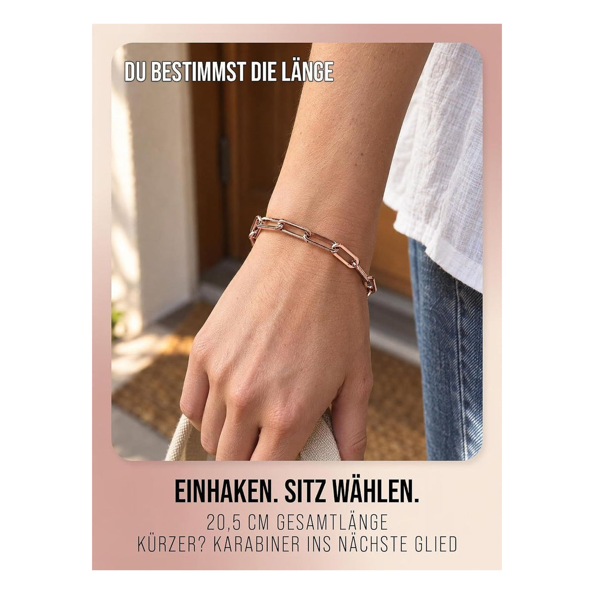 Bratara cu zale THIORA din otel inoxidabil, Statement - Rose Gold