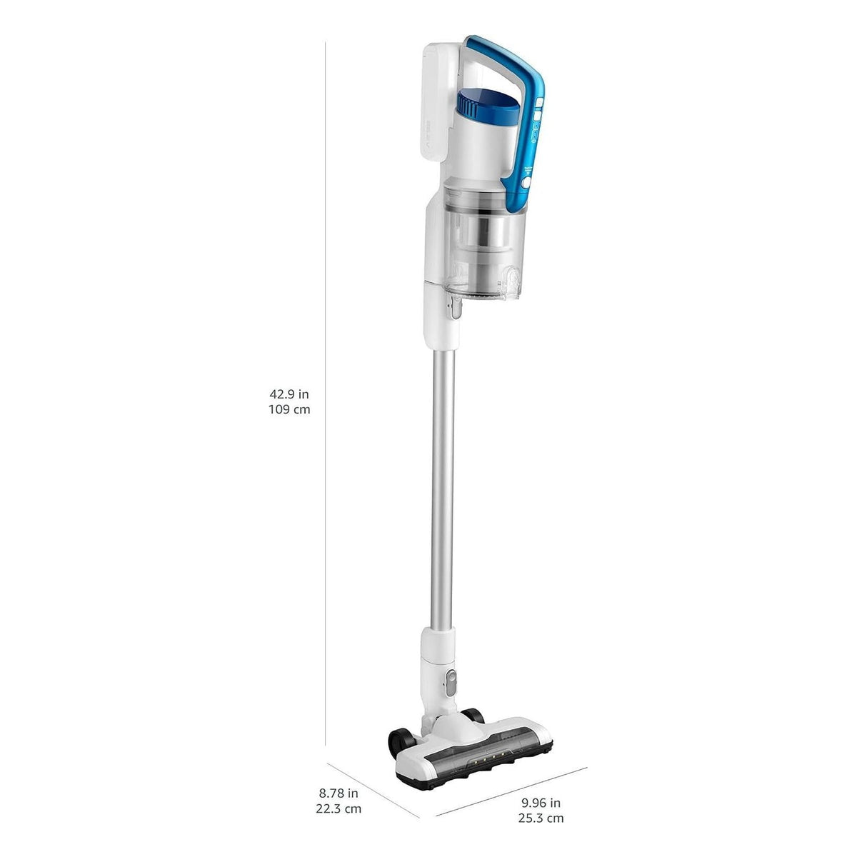 [RESIGILAT] Aspirator vertical fara fir Amazon Basics 2 in 1, motor BLDC 350W, recipient 0.7L, alb si albastru