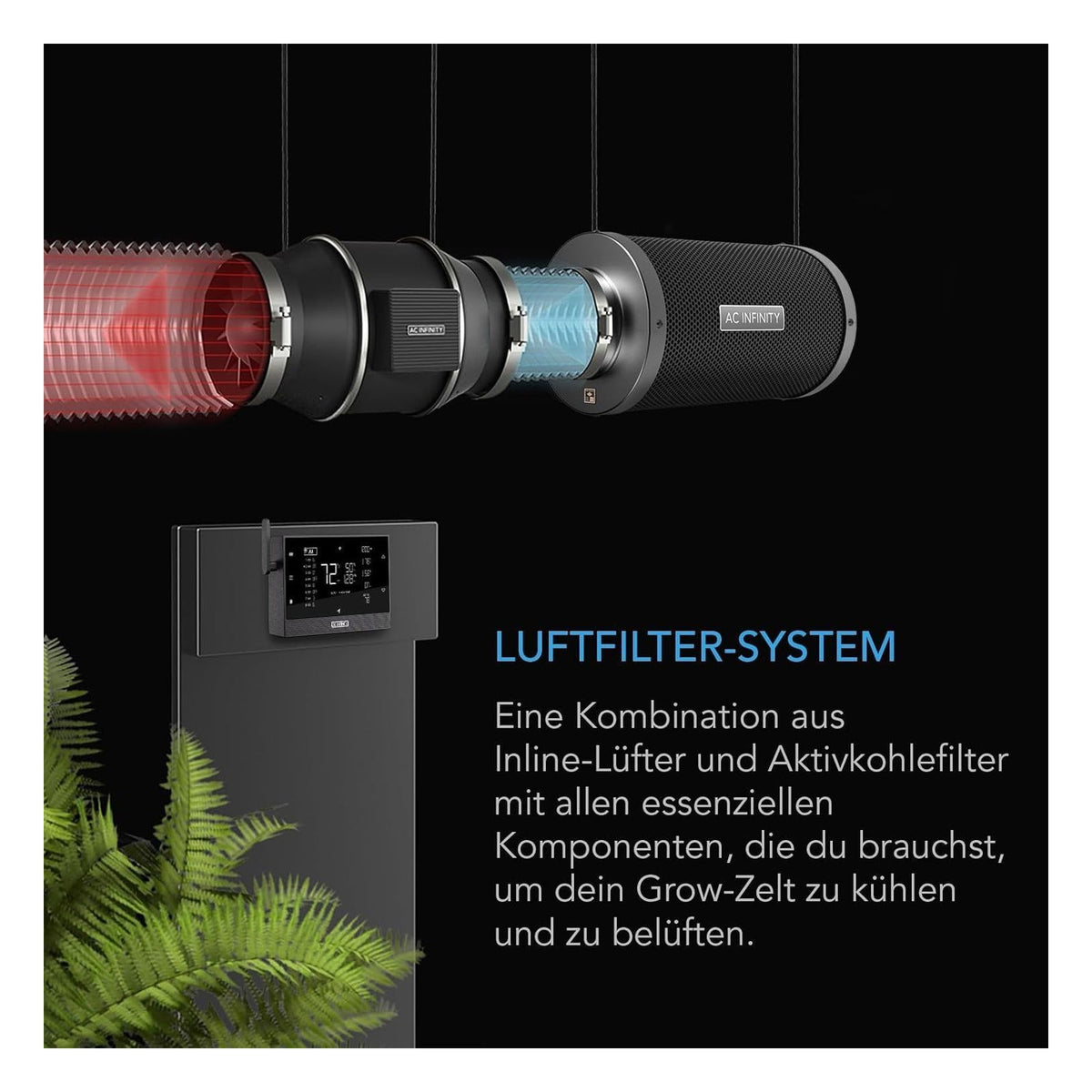Set de ventilatie AC Infinity PRO 100 mm cu controler climatic