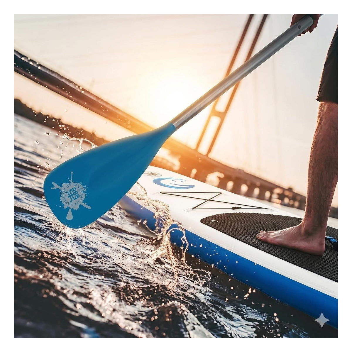 Pagaie flotabila FunWater pentru SUP, reglabila 165-215 cm, 3 piese