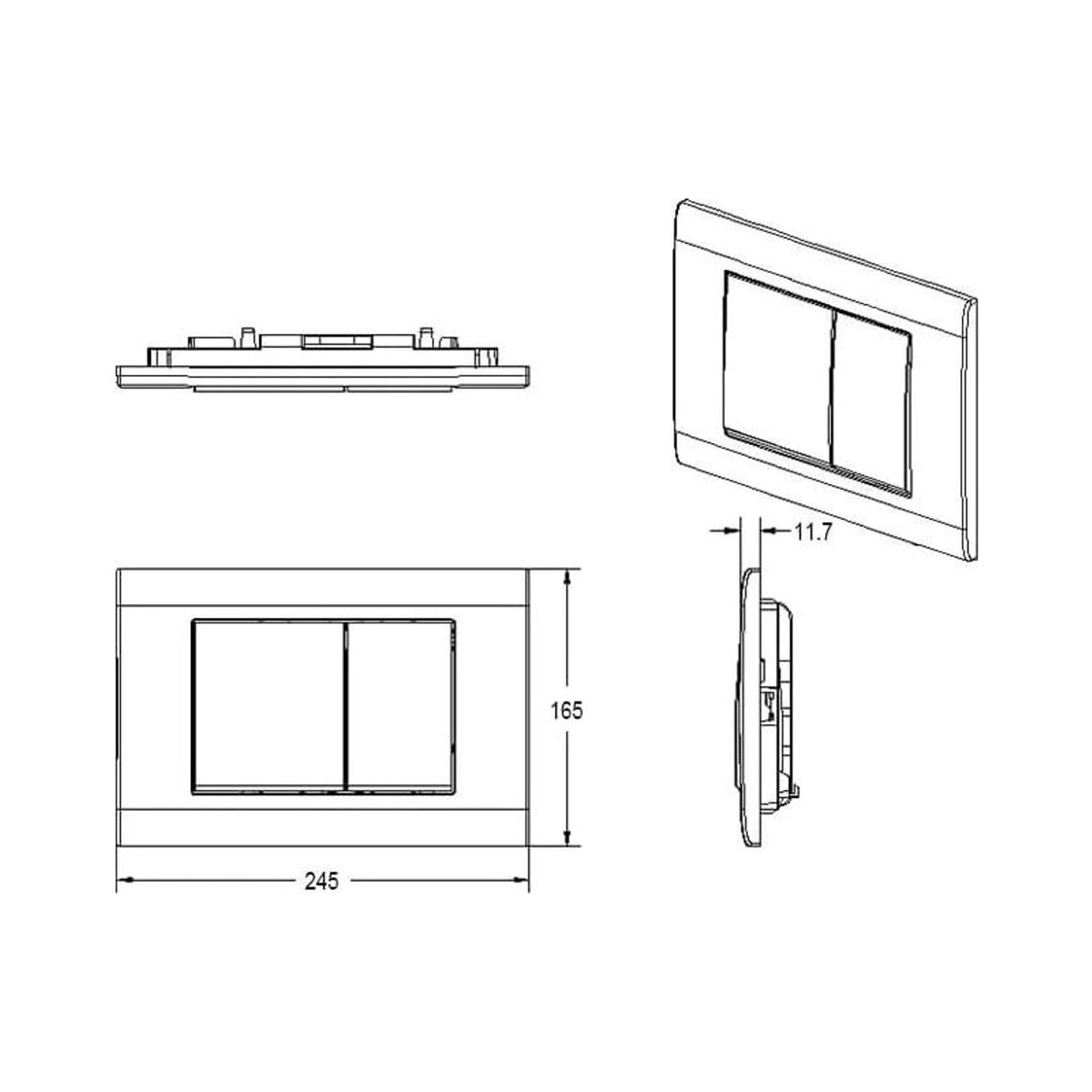 Placa de actionare Wunderbad pentru Geberit Duofix Sigma, Delta si Basic, dubla comanda, negru mat