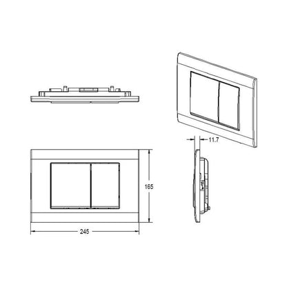 Placa de actionare Wunderbad pentru Geberit Duofix Sigma, Delta si Basic, dubla comanda, negru mat