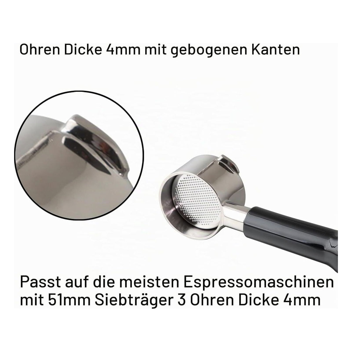 Portafiltru fara fund CAPFEI 51 mm cu 3 urechi pentru Cecotec Power Espresso 20