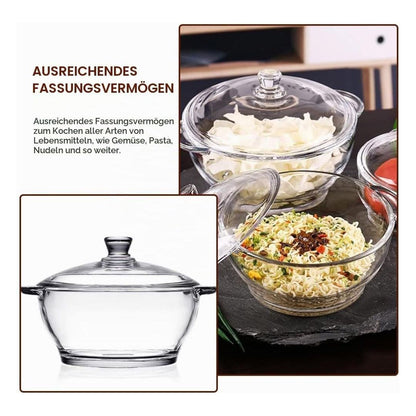 Oala din sticla borosilicata GANAZONO cu capac, 1.5 litri