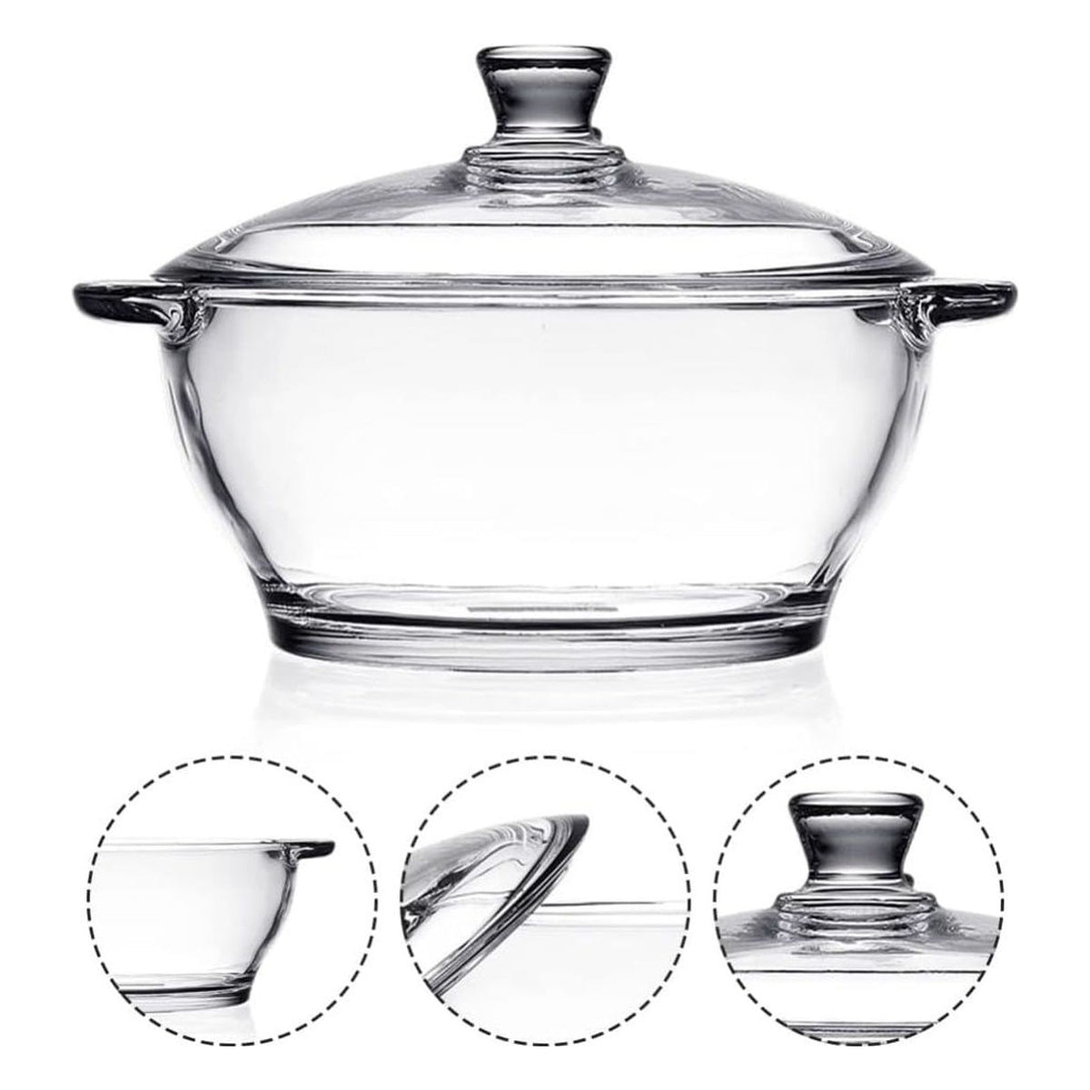 Oala din sticla borosilicata GANAZONO cu capac, 1.5 litri