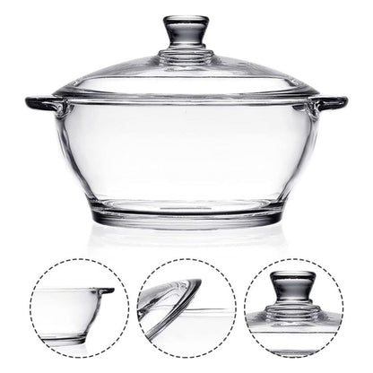 Oala din sticla borosilicata GANAZONO cu capac, 1.5 litri