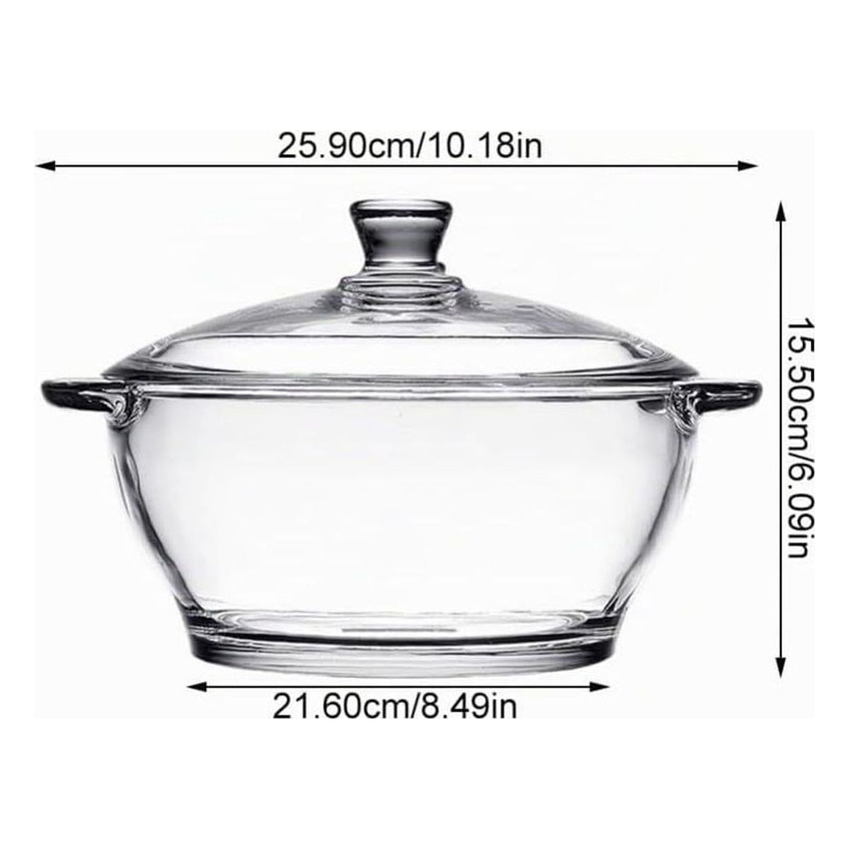 Oala din sticla borosilicata GANAZONO cu capac, 1.5 litri