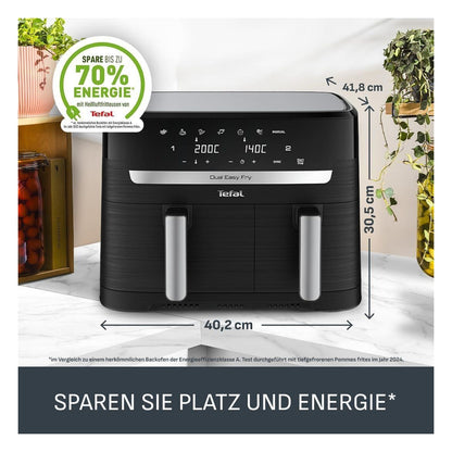 Friteuza cu aer cald Tefal Dual Easy Fry, 8.3 L, 2 camere