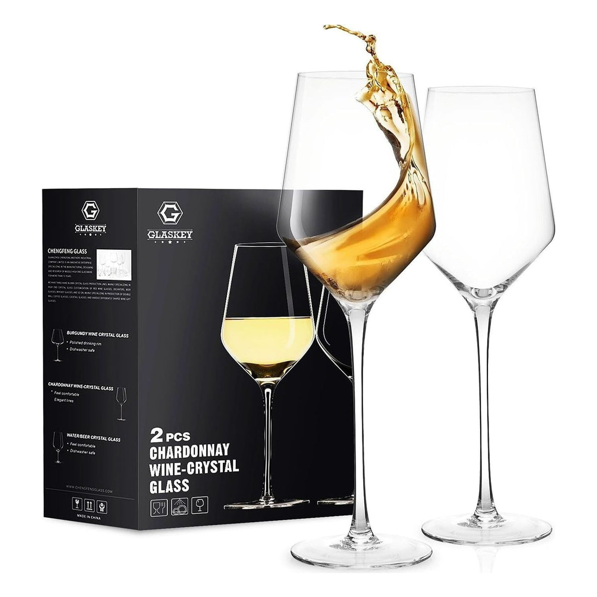 Pahare de vin GLASKEY din cristal fara plumb, set 2 bucati, 450 ml