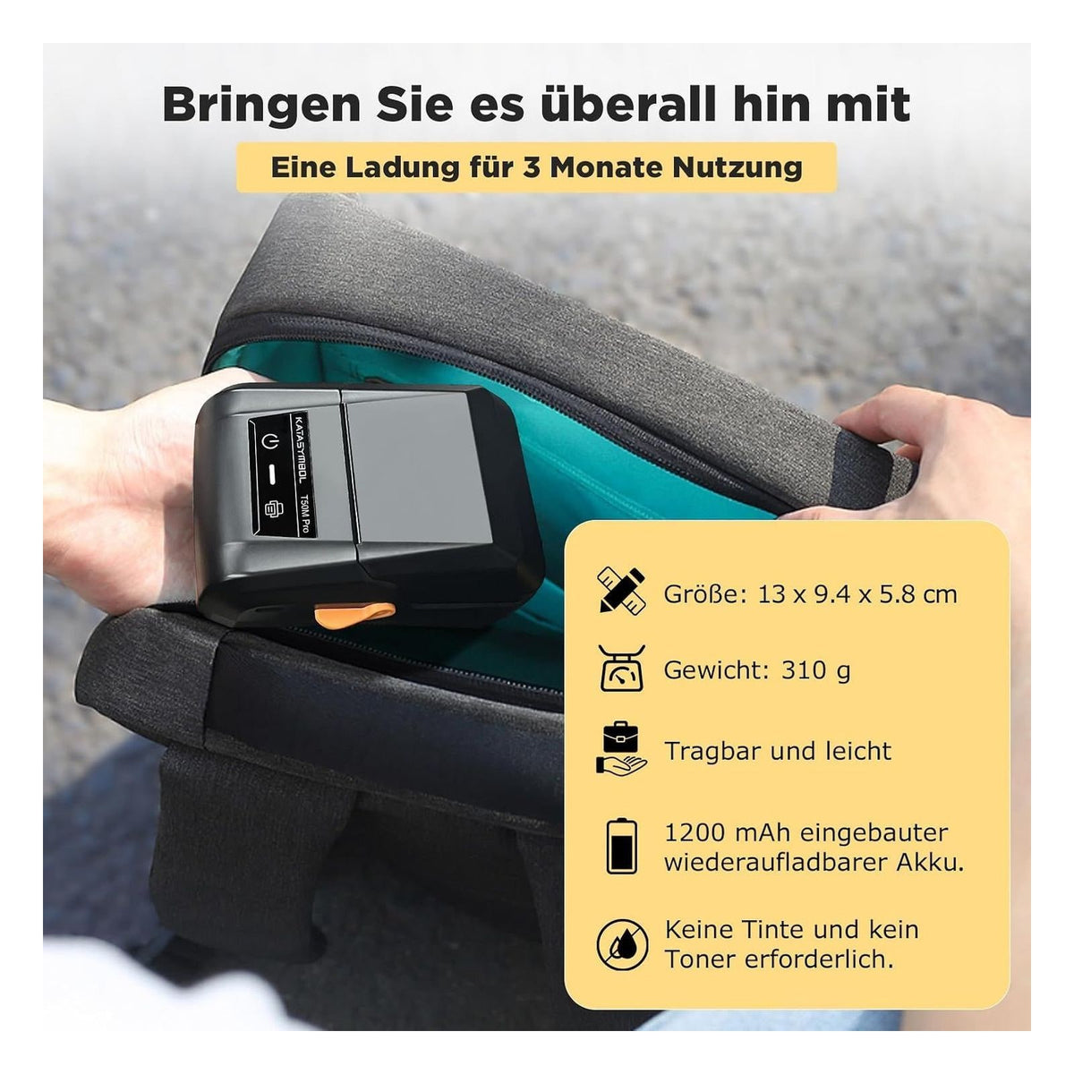 Imprimanta de etichete SUPVAN T50M Pro cu Bluetooth si etichete late rezistente la apa