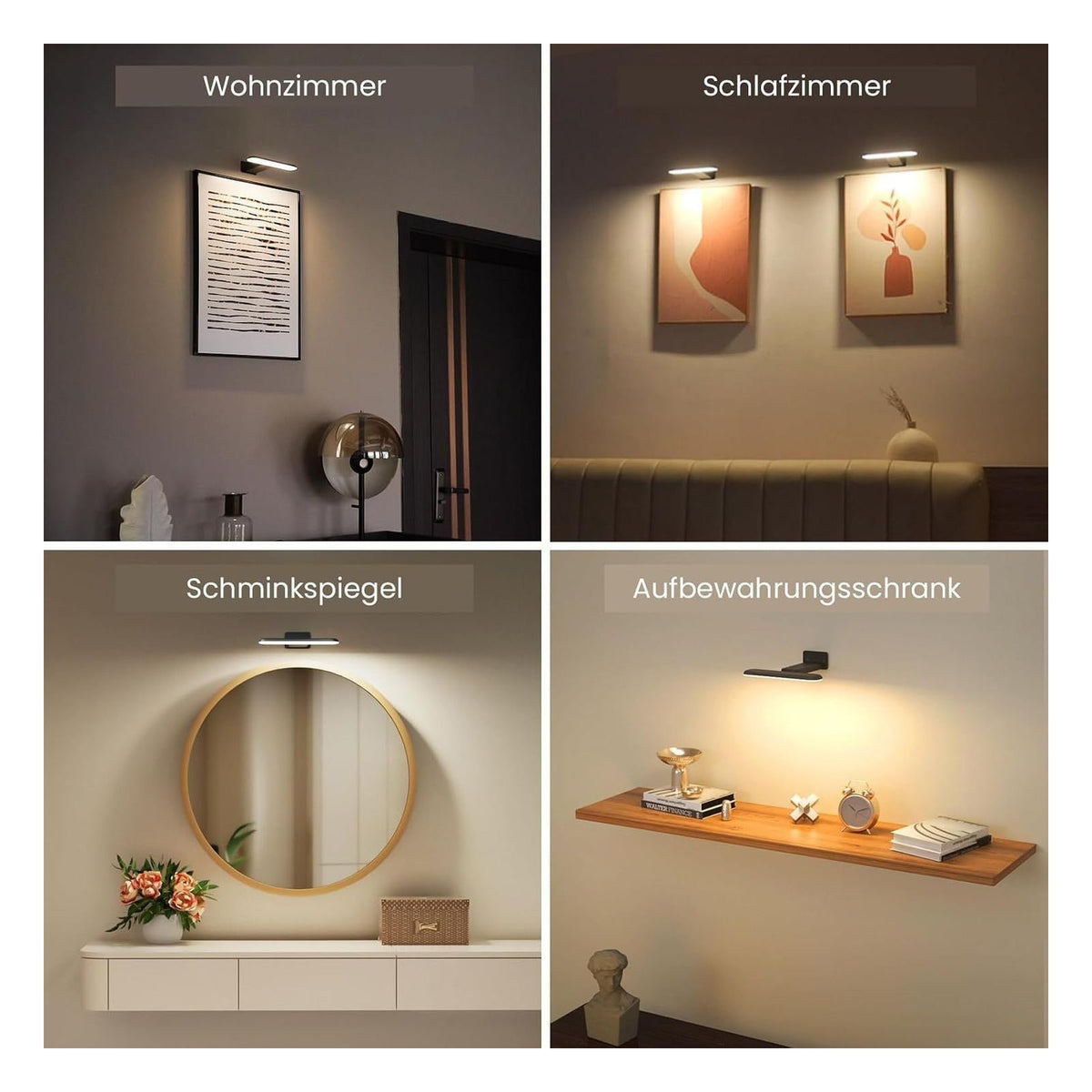 Lampa LED wireless pentru tablouri FULEN, 1 bucata, neagra