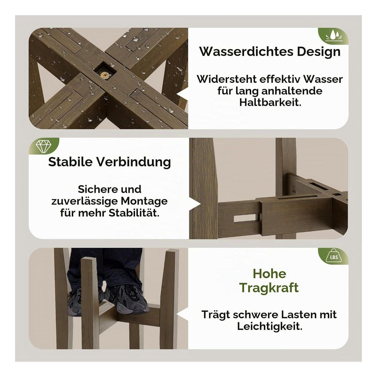 Suport reglabil Bamworld din bambus pentru plante de interior si exterior, varianta Braun-Bambus