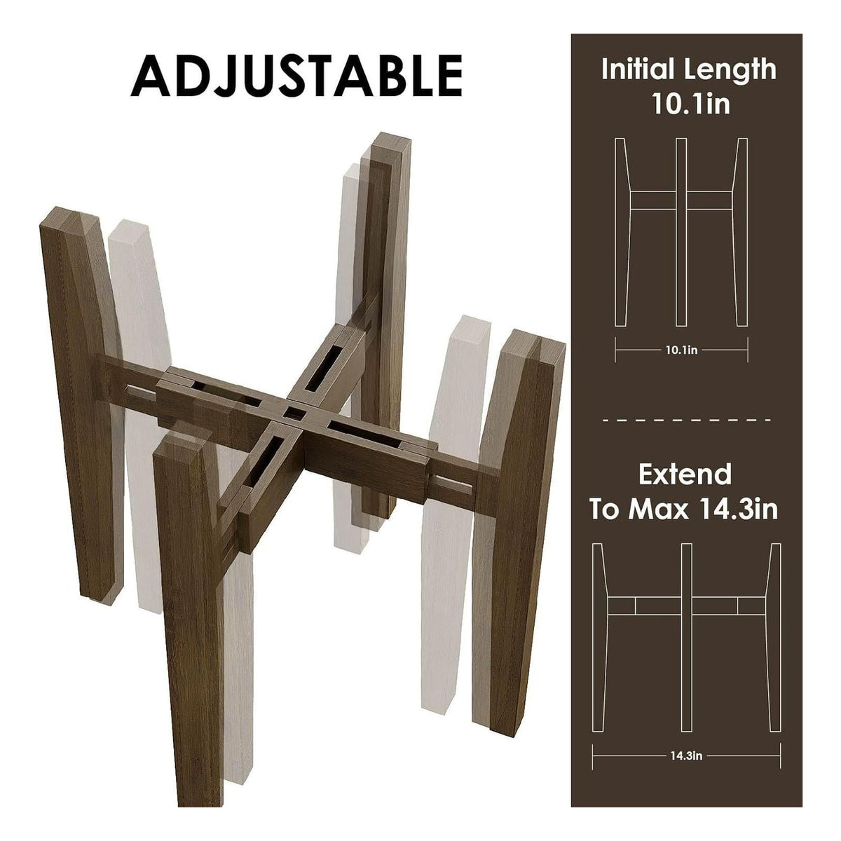 Suport reglabil Bamworld din bambus pentru plante de interior si exterior, varianta Braun-Bambus