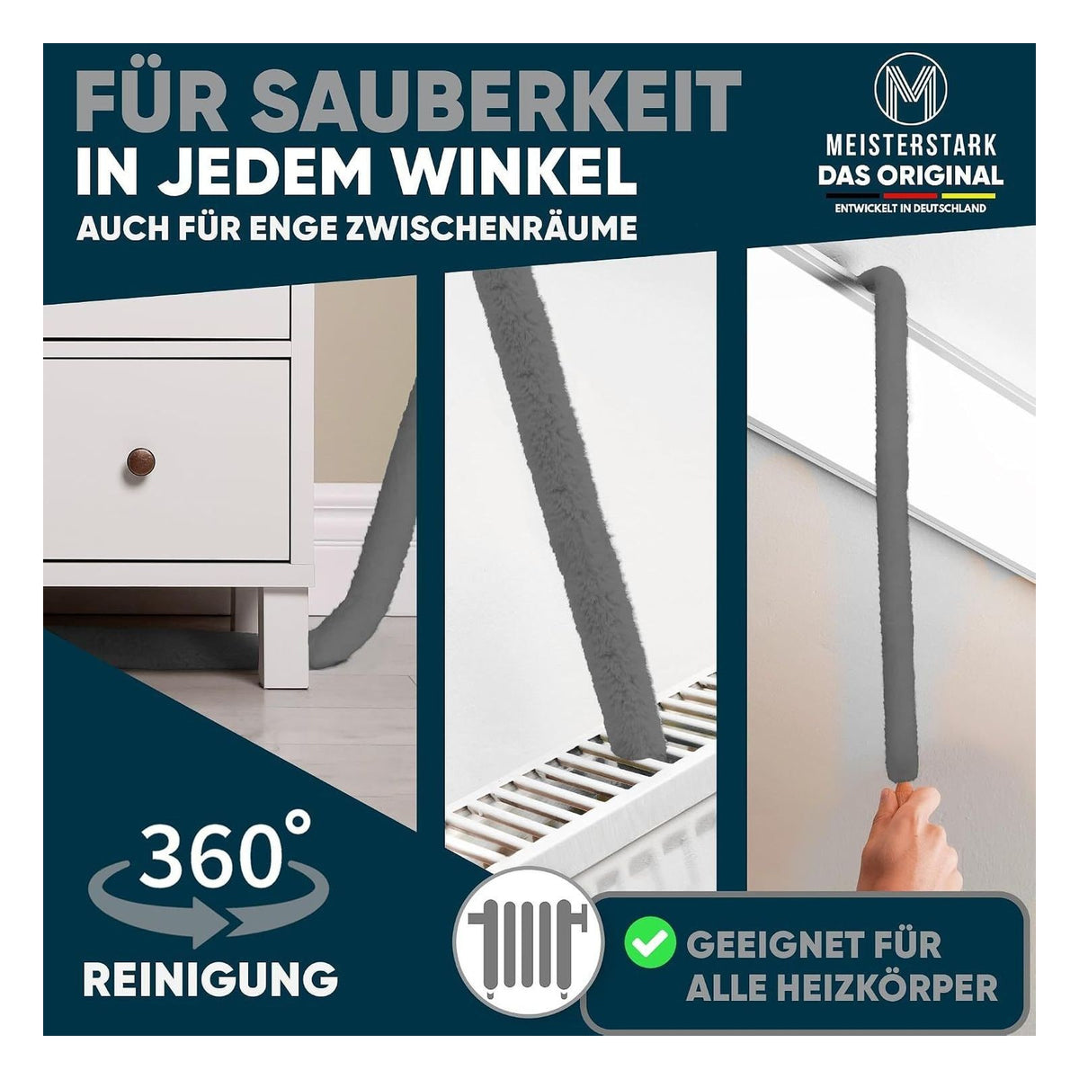Perie flexibila M Meisterstark pentru curatarea caloriferelor, 115 cm, gri