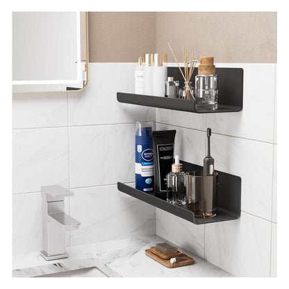 Set 4 rafturi de perete WELDUN cu adeziv, 32 cm, marimea 4 Pack, negru