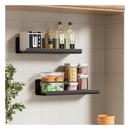 Set 4 rafturi de perete WELDUN cu adeziv, 32 cm, marimea 4 Pack, negru