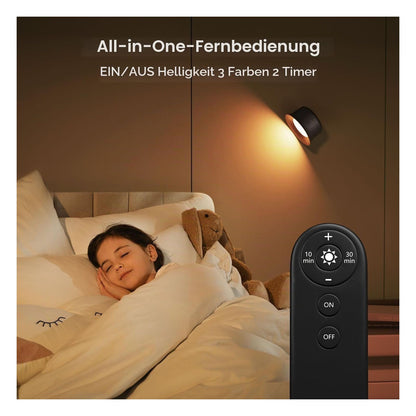 [RESIGILAT] Aplica LED de interior FULEN cu baterie, telecomanda si control tactil, rotativa 360°, neagra, 1 bucata
