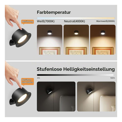 [RESIGILAT] Aplica LED de interior FULEN cu baterie, telecomanda si control tactil, rotativa 360°, neagra, 1 bucata