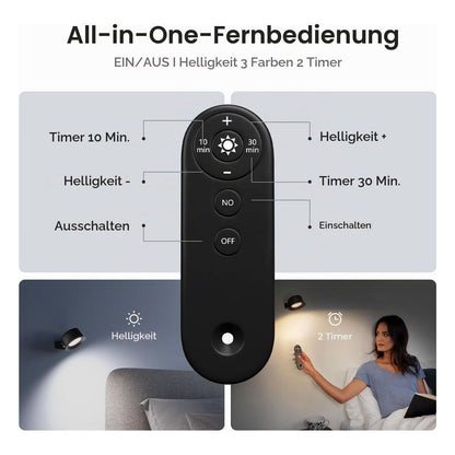 [RESIGILAT] Aplica LED de interior FULEN cu baterie, telecomanda si control tactil, rotativa 360°, neagra, 1 bucata