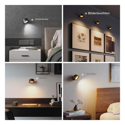[RESIGILAT] Aplica LED de interior FULEN cu baterie, telecomanda si control tactil, rotativa 360°, neagra, 1 bucata