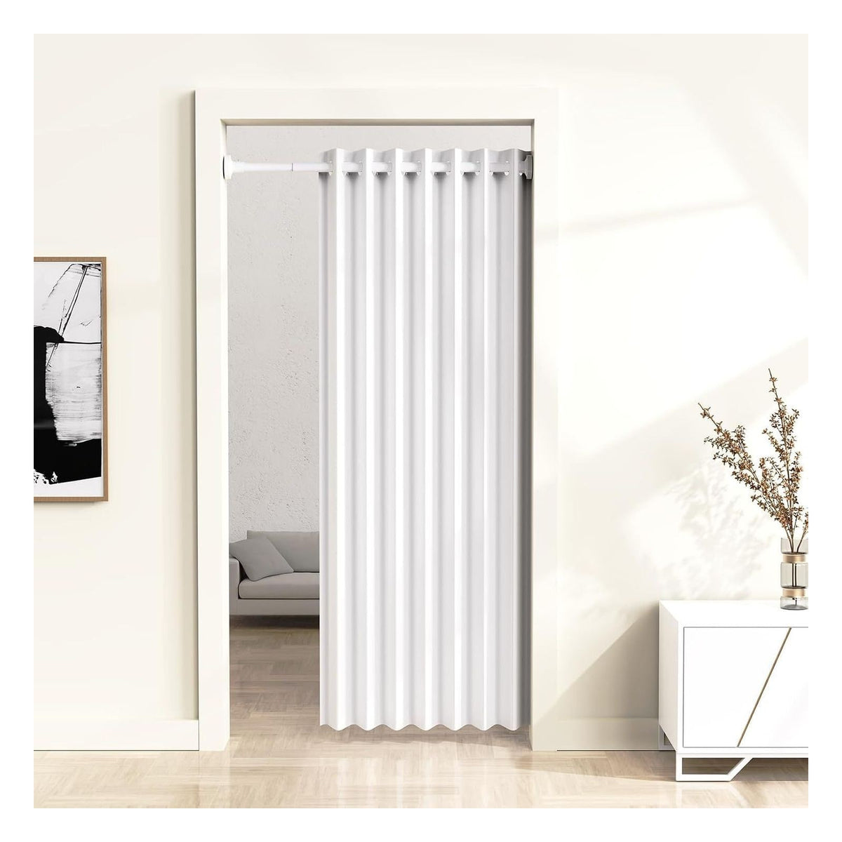 Bara telescopica WELDUN pentru perdea de dus, fara gaurire, 46-226 cm, alba