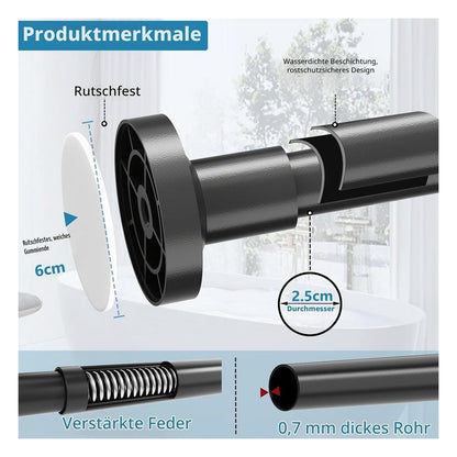 Set 2 bare telescopice WELDUN pentru perdea de dus, diametru 25 mm, 46-71 cm, negre