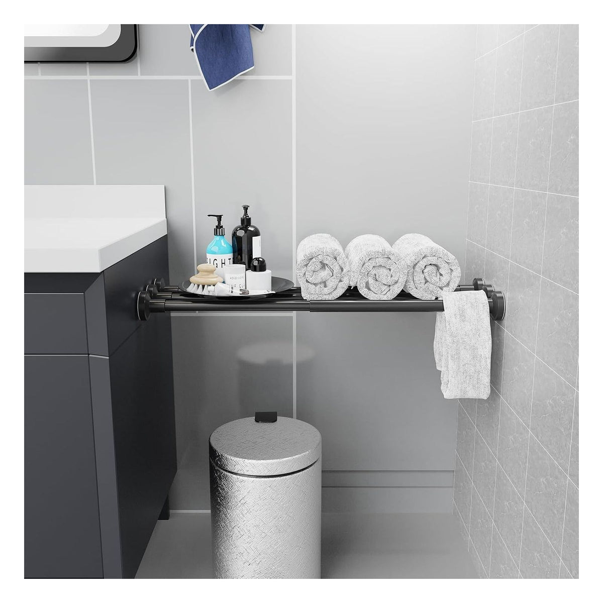 Bara telescopica WELDUN fara gaurire, 46-119 cm, neagra