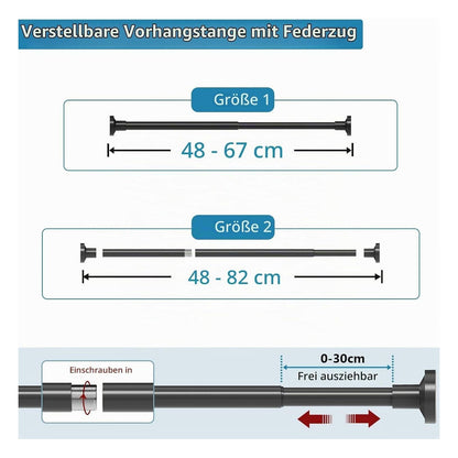 Bara telescopica pentru perdea de dus WELDUN, fara gaurire, 46-81 cm, neagra