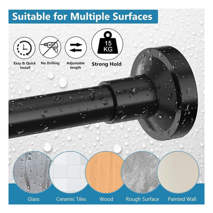 Bara telescopica WELDUN pentru perdea de dus, 48-67 cm, neagra, 1 bucata