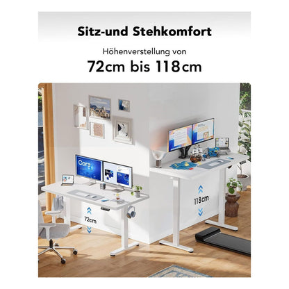 Birou electric reglabil pe inaltime HUANUO, 120 x 80 cm, alb