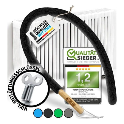 Perie lunga BRUSHYZ pentru curatarea caloriferelor, cu cheie de aerisire, 115 cm, neagra