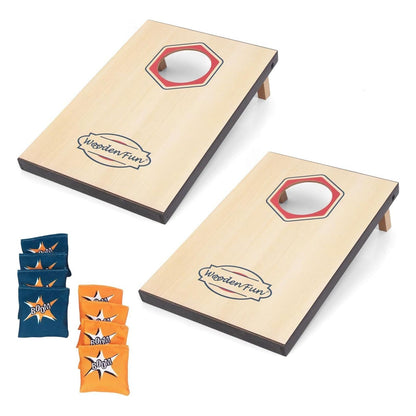 Set cornhole compact WOODENFUN cu 2 panouri si 8 saculeti cu nisip, marimea Select Size Name