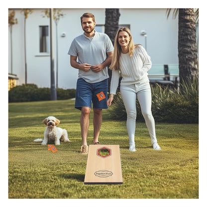 Set cornhole compact WOODENFUN cu 2 panouri si 8 saculeti cu nisip, marimea Select Size Name