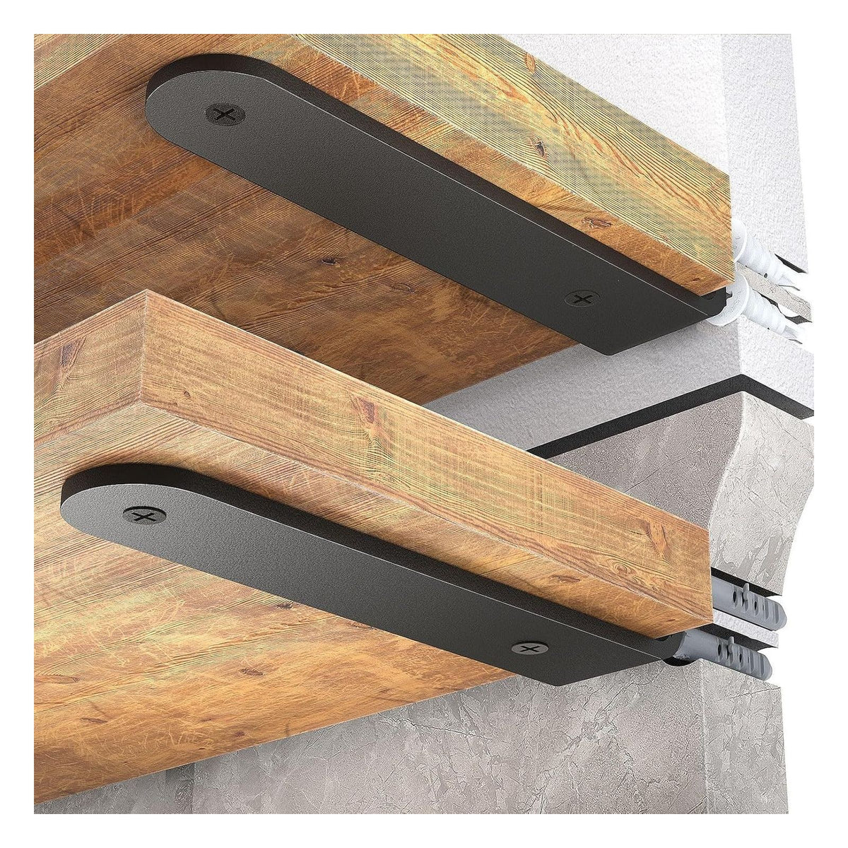 Console de raft WELDUN pentru montare pe perete, 20 cm, set 4 bucati, negre