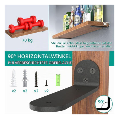 Console de raft WELDUN pentru montare pe perete, 20 cm, set 4 bucati, negre