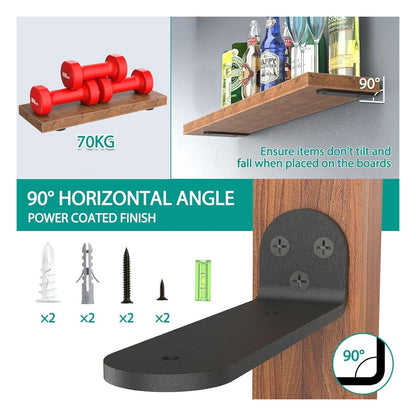 Console pentru raft WELDUN, 15 cm, set 4 bucati, negre