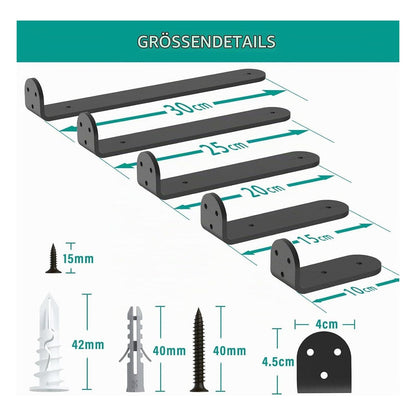 Console pentru raft WELDUN, 15 cm, set 4 bucati, negre